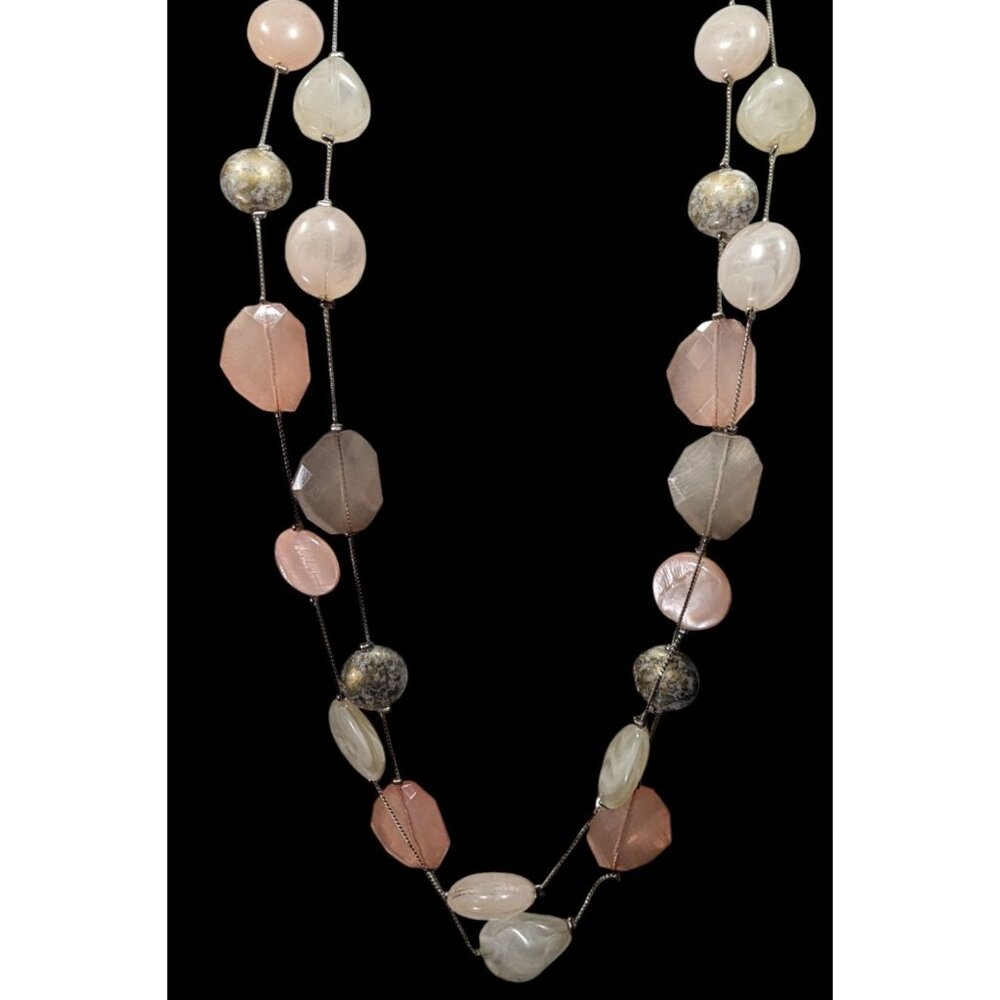 NY Collection Pink And White Layered Station Necklace